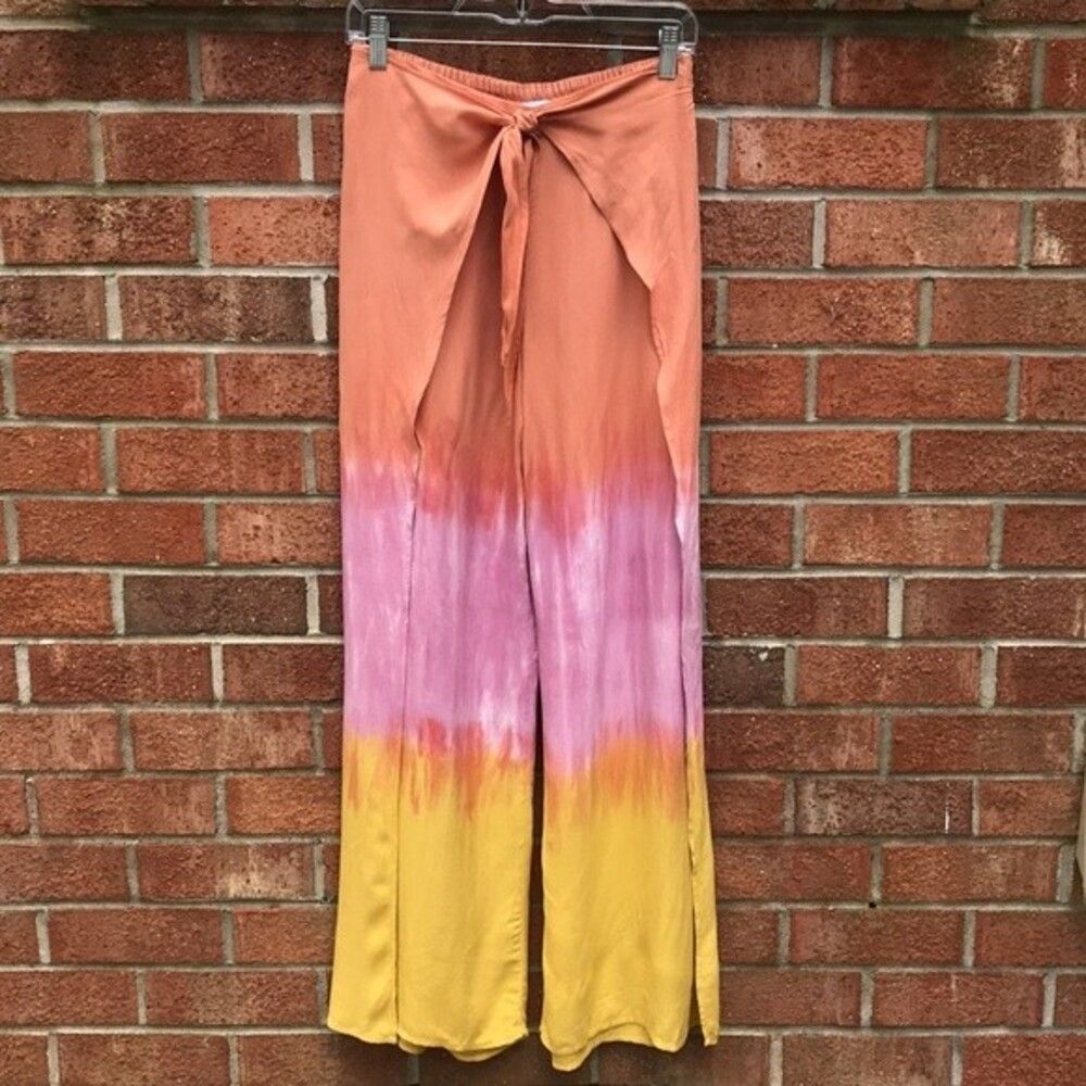 YFB Dip Tie Dye Wrap Tie Front Wide Leg Pants sz M